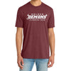 Front of maroon GHS Climbing Official Competition Shirt with white Golden Demons Climbing Team graphic
