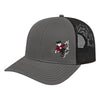 Grey and black GHS Climbing trucker hat with climbing Demon mascot