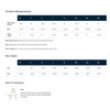 Women's V-neck tee product measurements, size chart, and bust measuring guide