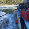 whitewater flip line system mounted on raft frame