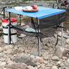 Table Sling suspended storage system for rafting camp